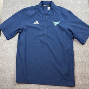 Adidas Quarter Zip Pullover Men's Medium Navy Blue Short Sleeve Training Top